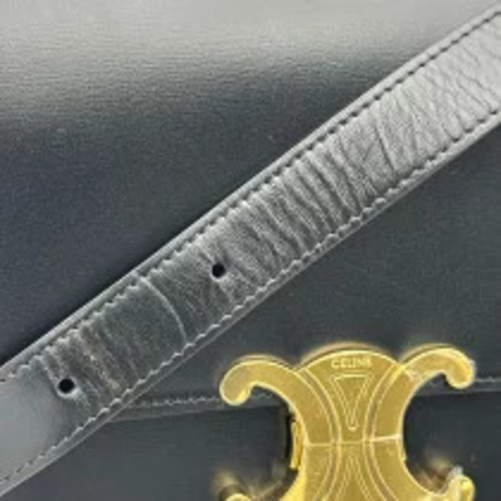 Celine Leather Triomphe Shoulder Black Bag Black - Picture 13 of 13